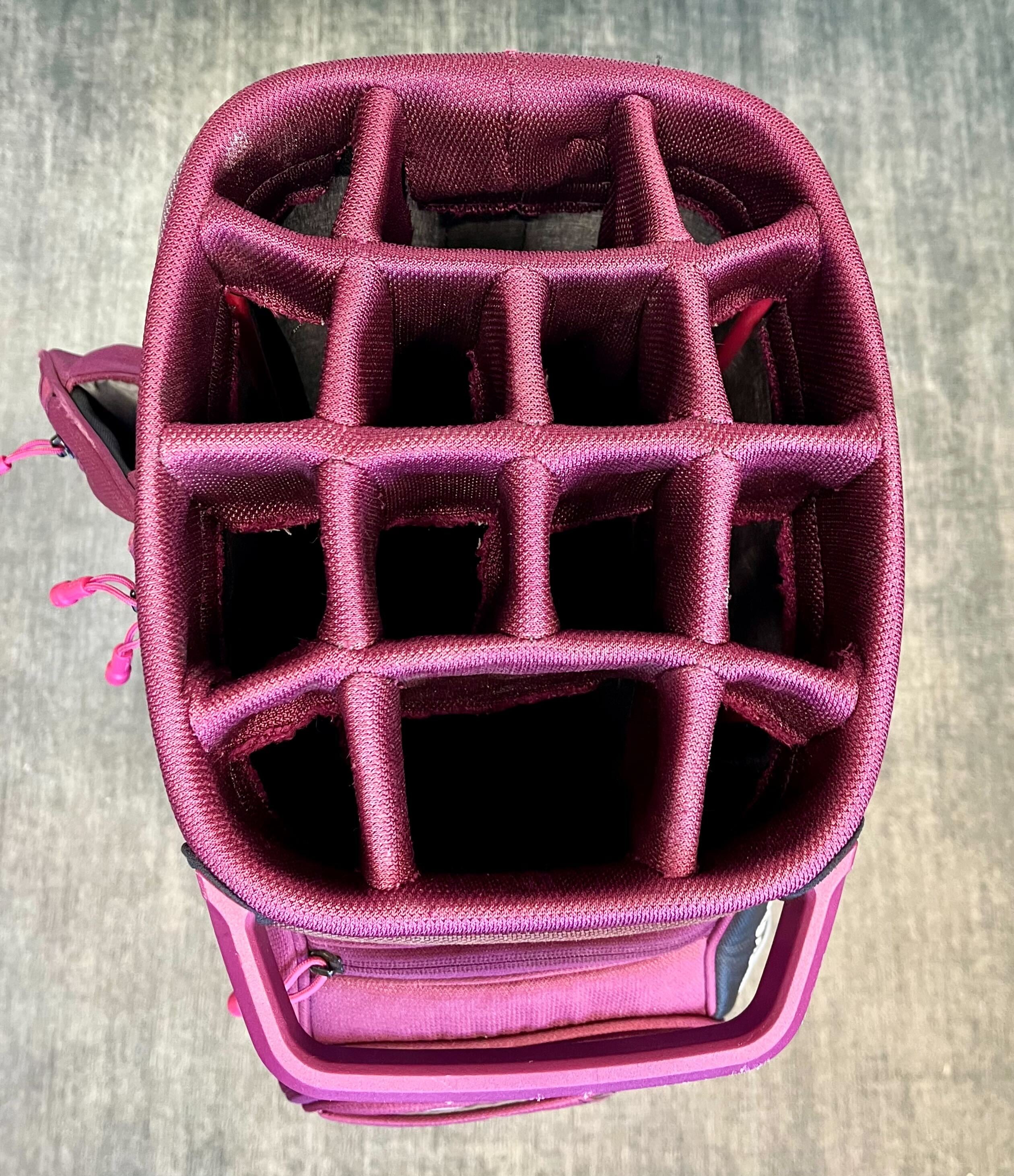 Premium Ping Traverse Golf Cart Bag - 14-Way Divider, 9 Pockets, Adjustable Strap & Rain Cover - Purple - Perfect for Golf Tournaments & Club Storage