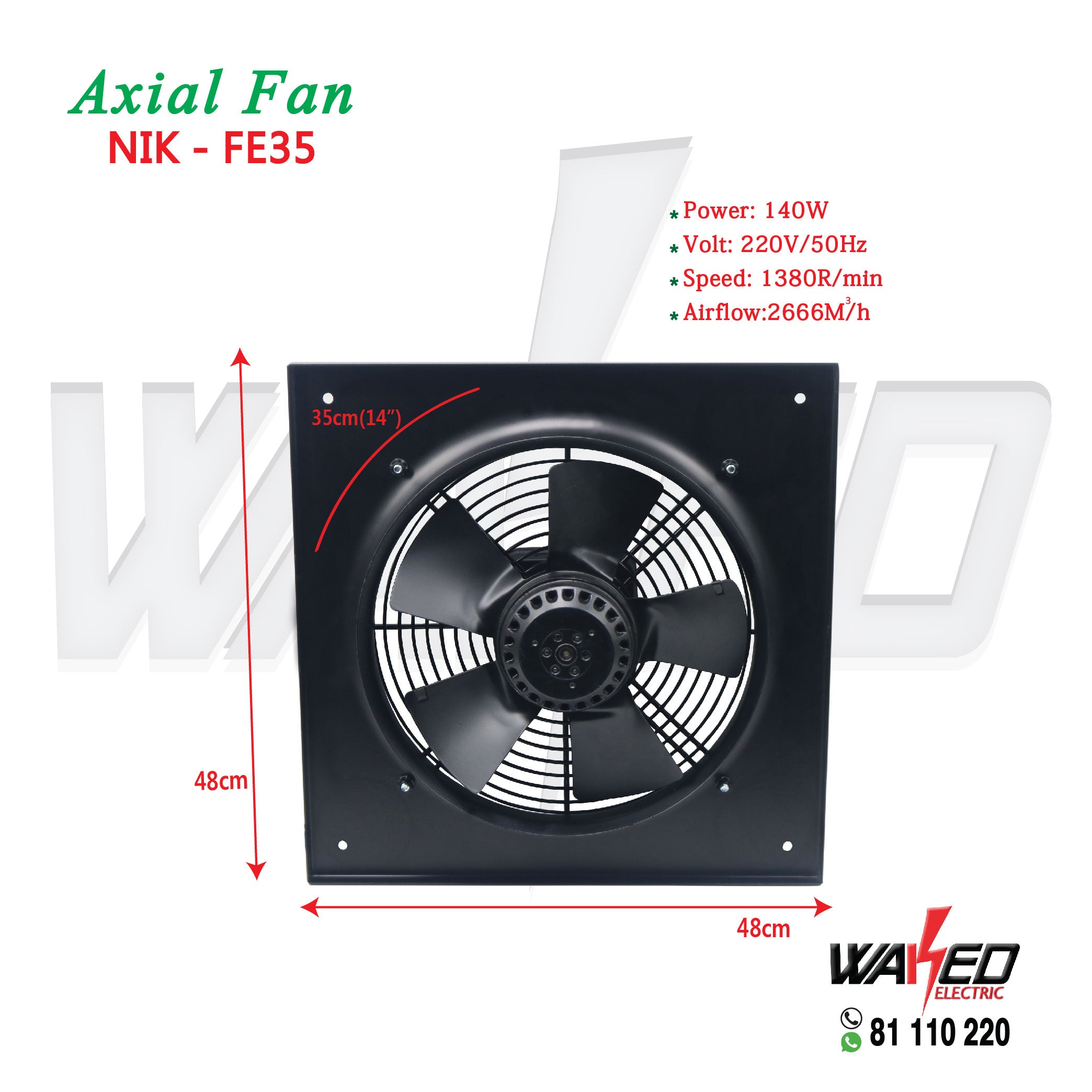High Power 140W Axial Cooling Fan - Quiet & Efficient for PC, Server, Electronics Cooling & Ventilation Systems