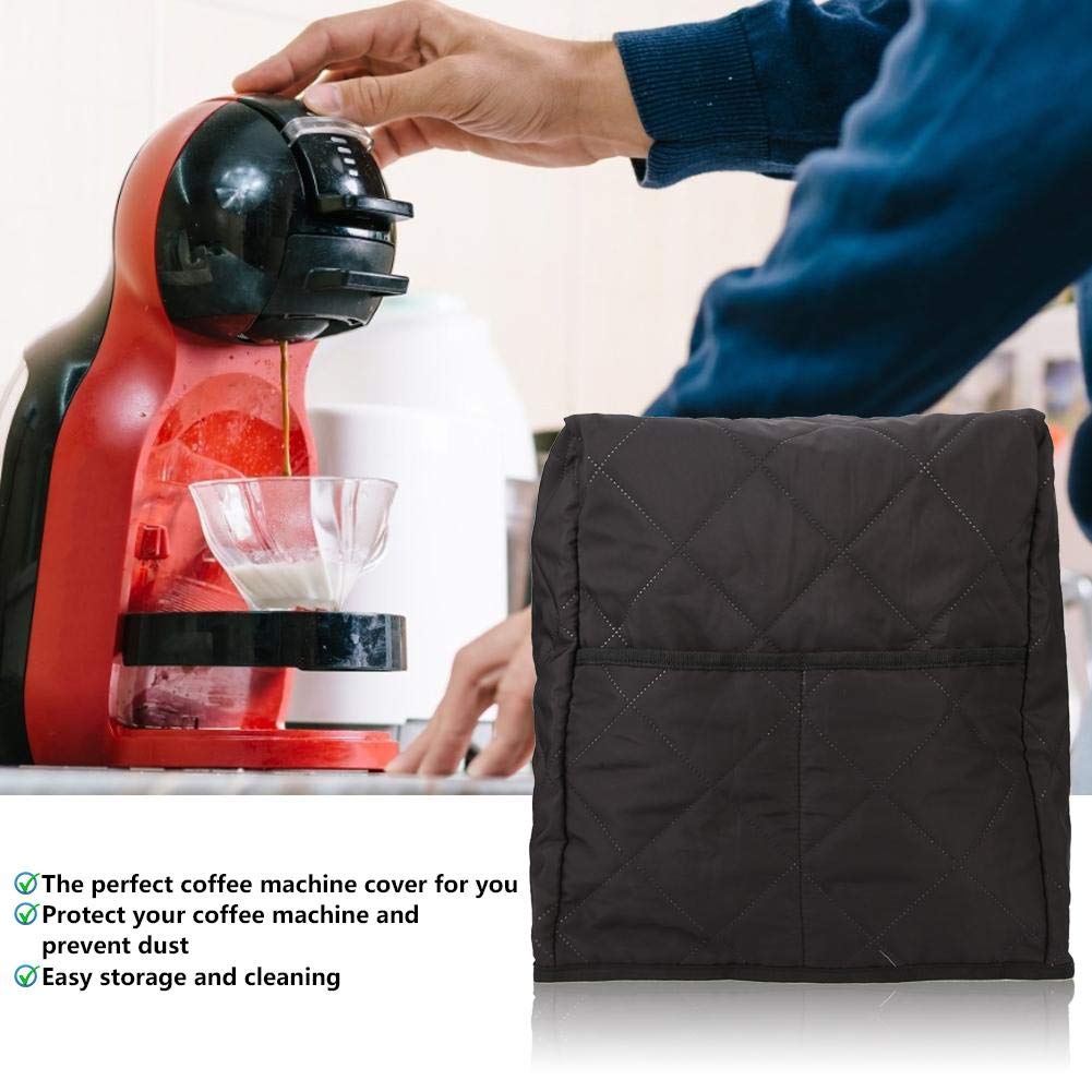 **Quilted Double-Layer Coffee Machine Cover - Washable Cotton Dust Protector for Coffee Makers & Stand Mixers - Black Kitchen Appliance Cover for Home & Cafe Use**