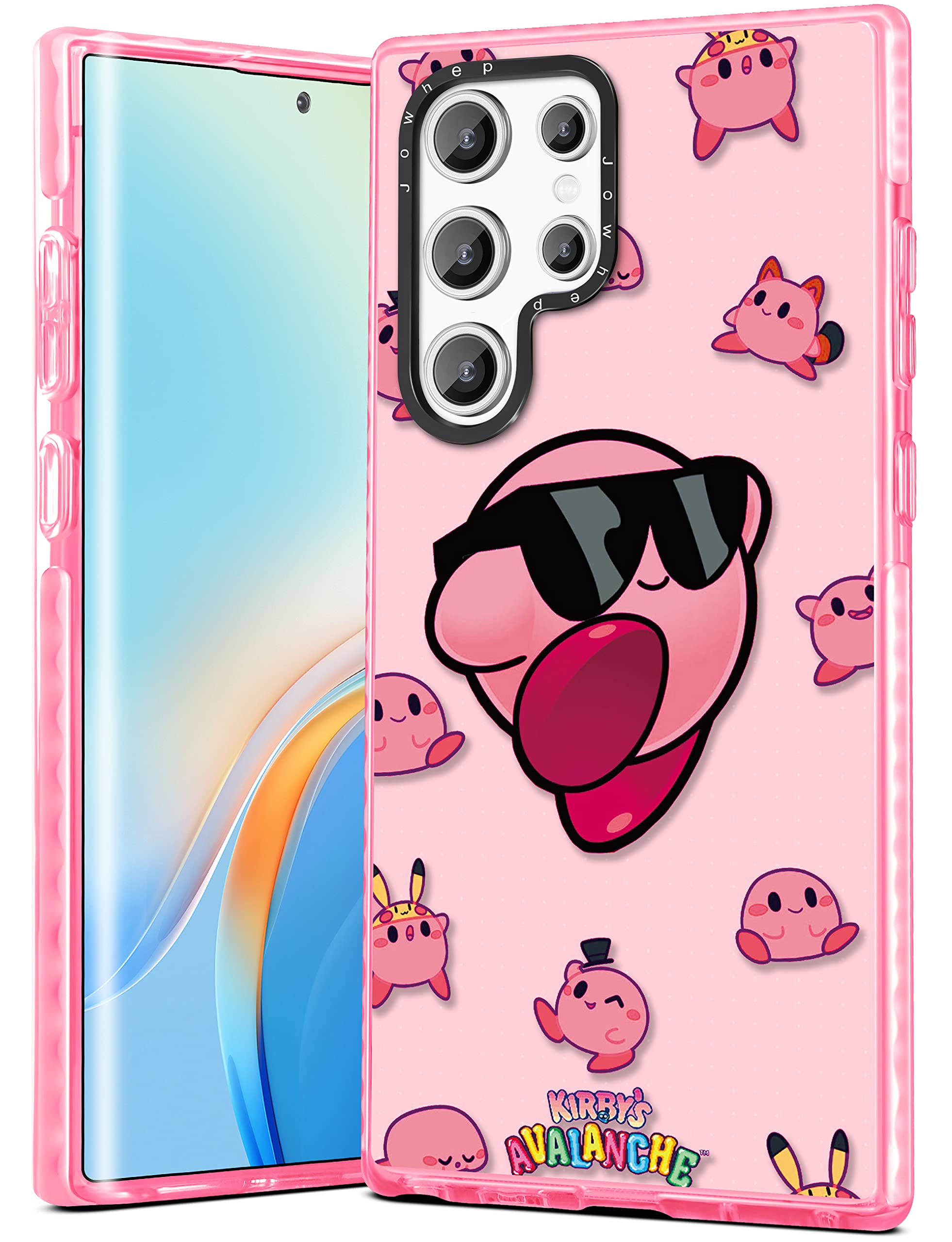 **Cute Pink Kirby Cartoon Samsung Galaxy S22 Ultra Case - Soft TPU Protective Cover for Girls, Women & Kids - Kawaii Anime Design for Everyday Use, School & Travel**