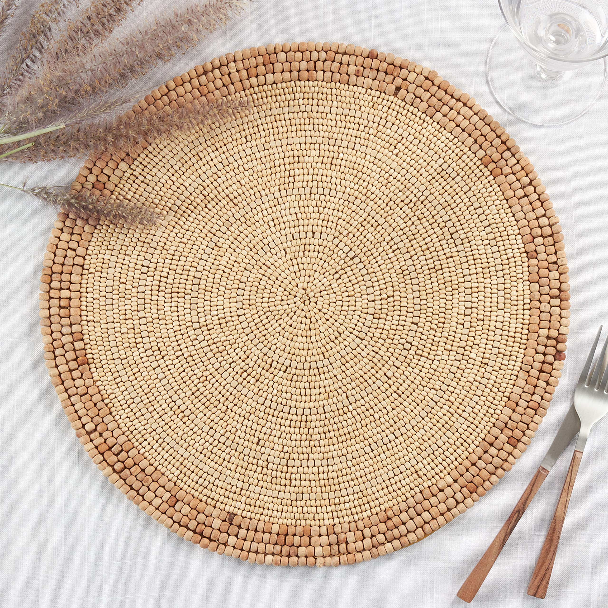 Elegant Beaded Placemats Set of 4 - Handwoven Boho Table Mats for Dining, Kitchen Decor, and Party Table Settings