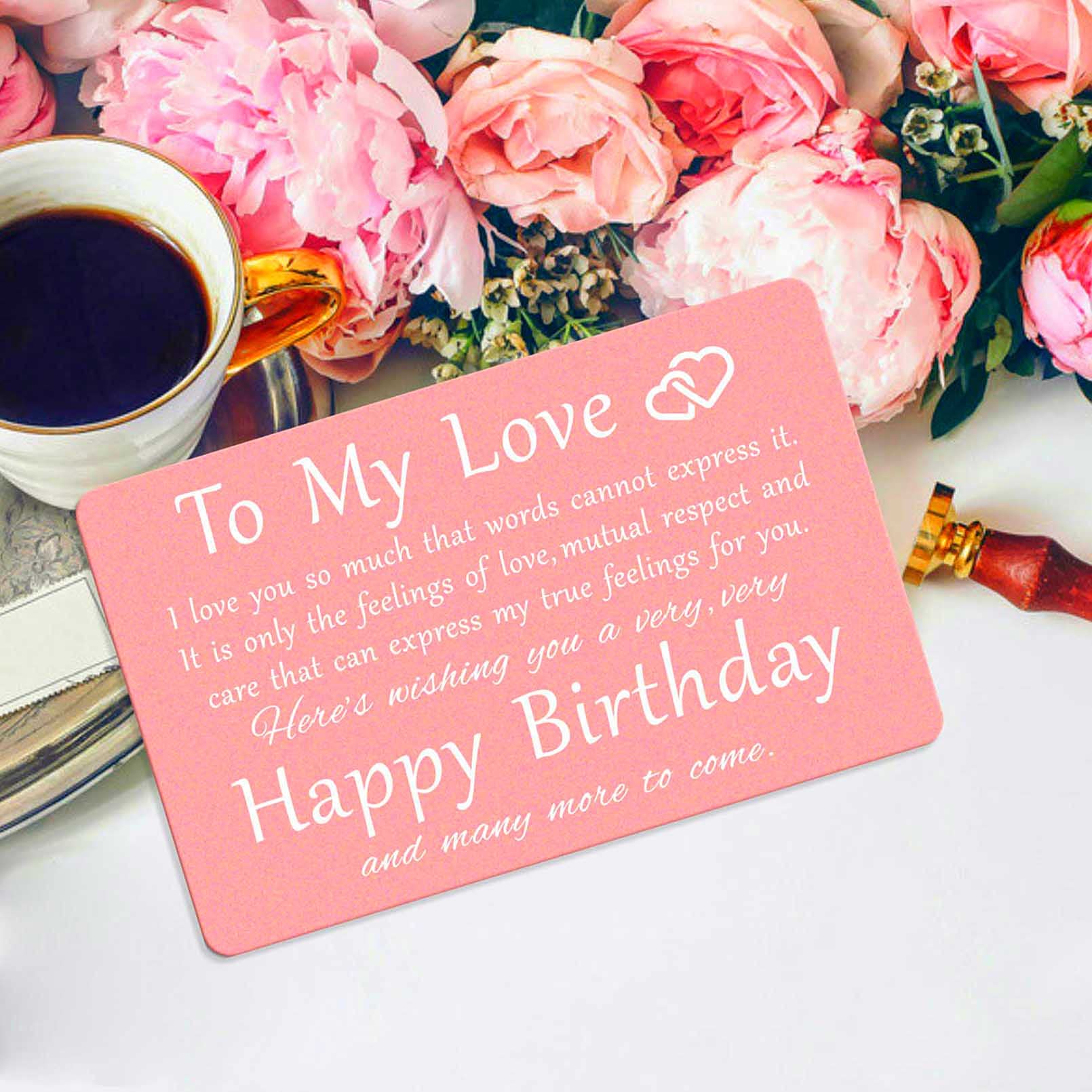 TGCNQ Personalized Engraved Birthday Card for Wife & Girlfriend - Romantic Love Message Wallet Gift for Anniversary, Valentine's Day - Perfect for Couples & Special Occasions