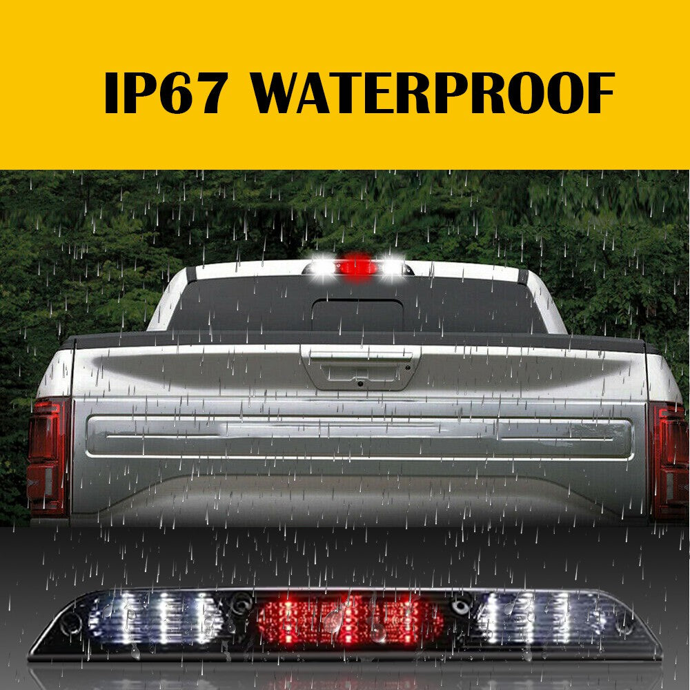 2015-2021 Ford F-Series & Ranger LED 3rd Brake Light Kit - Red LED Brake Light with White Cargo Lights & Smoked Lens - Upgrade for Pickup Trucks, Off-Roading & Night Driving