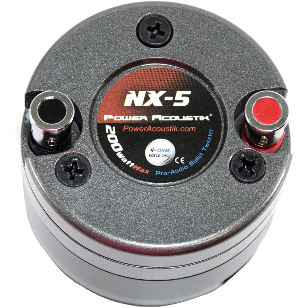 Power Acoustik NX5 400W Peak (200W RMS) 1 Inch NX Series Pro Audio Titanium Bullet Horn Tweeters - High Performance Car Audio Tweeters for Clear Sound, Perfect for Car Stereo Systems and Marine Audio Upgrades