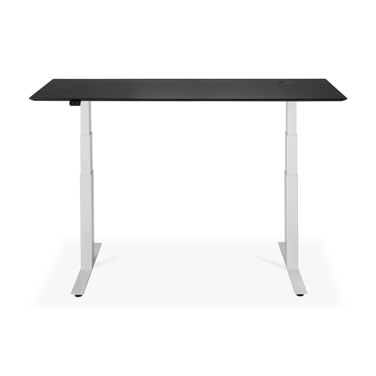 Adjustable Rectangle Office Desk with Cable Management - 160cm (Oak Black, White) | Ergonomic Home & Workspace Solution for Remote Work & Study