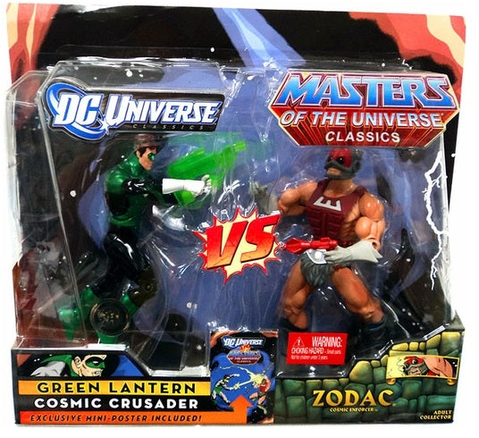 DC Universe vs Masters of the Universe Green Lantern vs Zodac 2-Pack Action Figures - Collectible Superhero & Villain Battle Set for Display & Epic Scenes