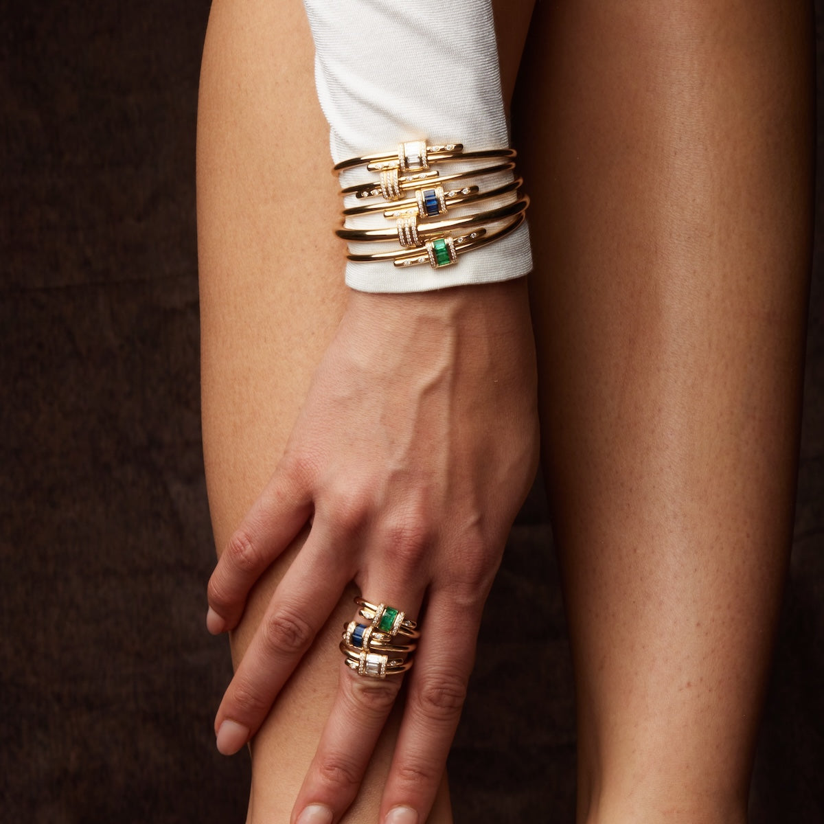 Vaulted Emerald Latch Ring - Elegant Green Gemstone Statement Jewelry for Women | Perfect for Weddings, Parties & Special Occasions