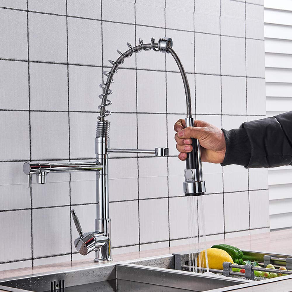 360° Rotating Deck Mount Kitchen Sink Faucet with Hot and Cold Water Mixer - Perfect for Modern Kitchens and Bathroom Vanities