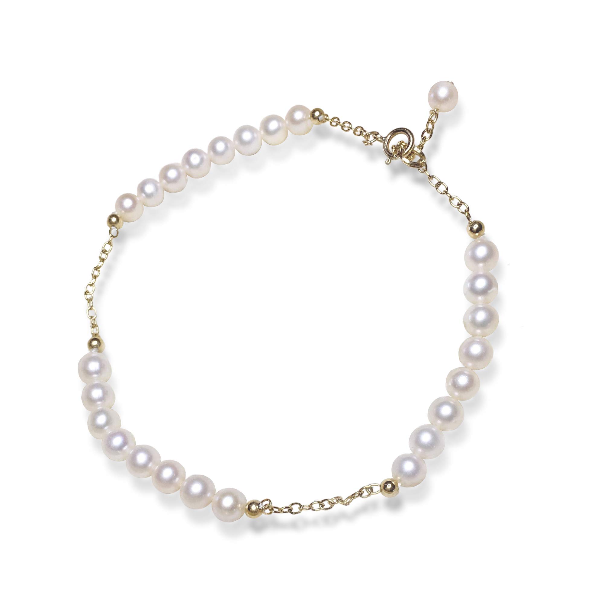 AAA Grade Delicate Cultured Pearl Anklet with 14K Gold Filled Clasp - Elegant Pearl & Gold Ankle Bracelet for Women - Perfect for Weddings, Parties & Special Occasions