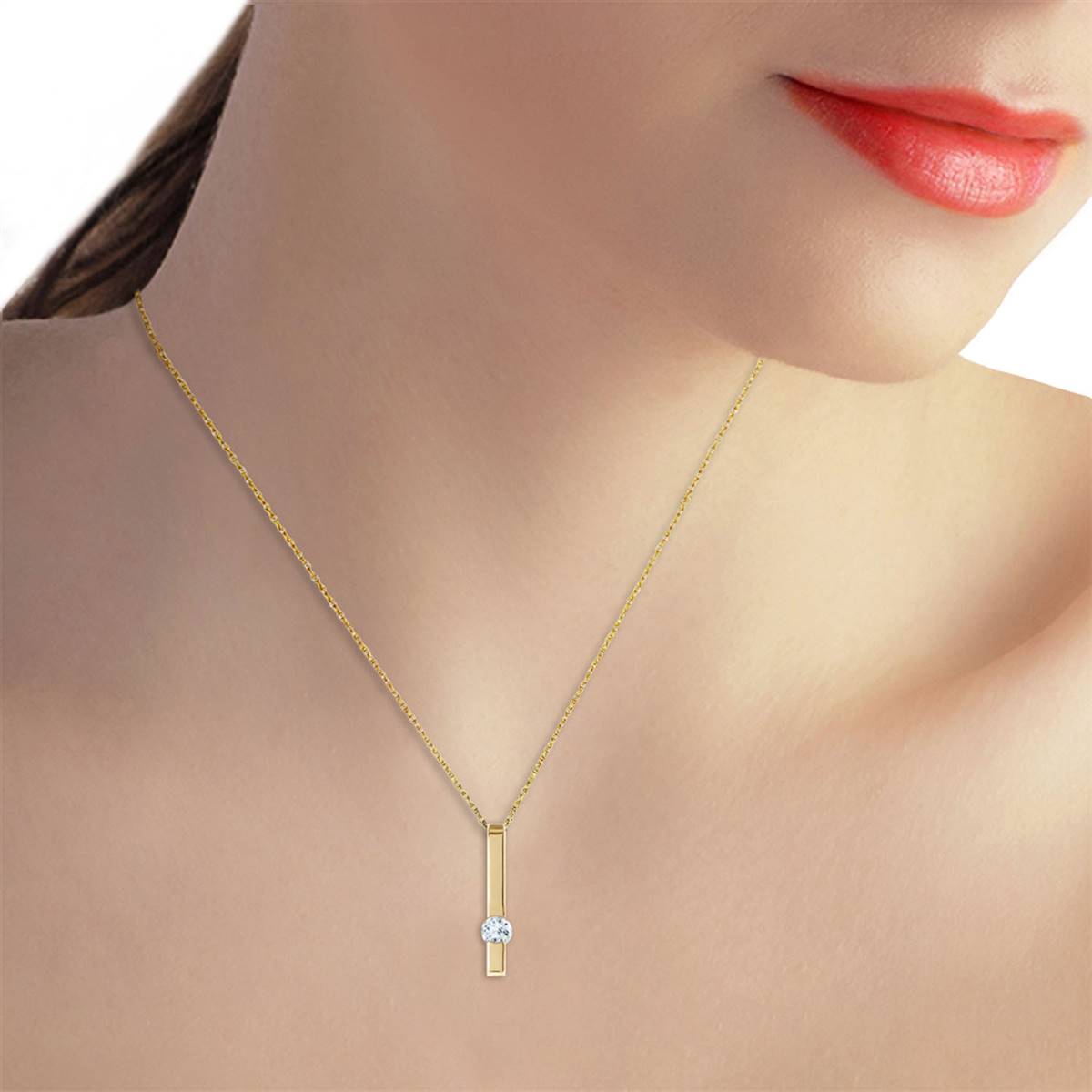 0.25 Carat 14K Solid Yellow Gold Aquamarine Pendant Necklace - Elegant Birthstone Jewelry for Women, Perfect Gift for Anniversary, Birthday & Special Occasions