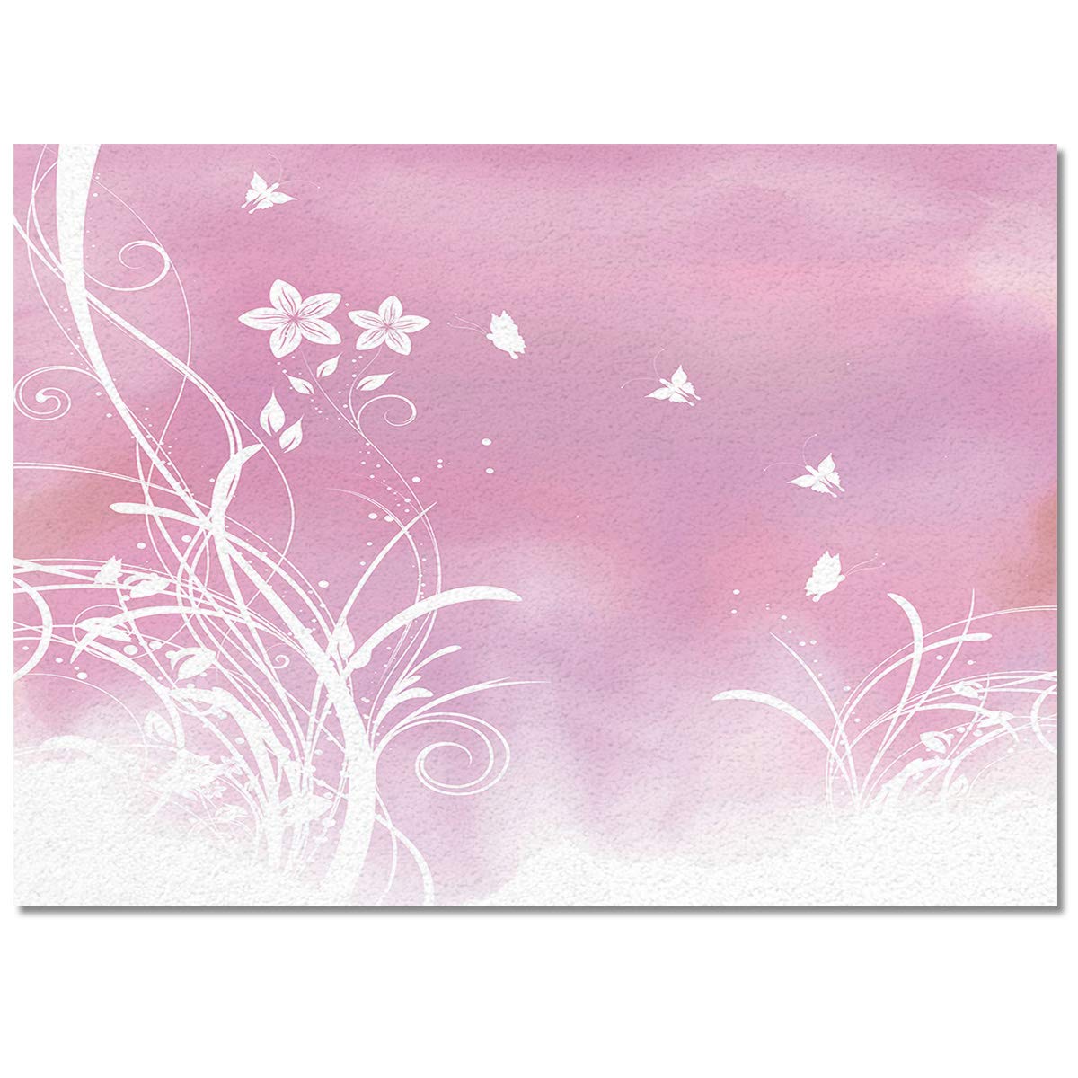 **Non-Slip 5x8 Feet Floral Butterfly Area Rug - Absorbent Soft Indoor Carpet for Living Room, Bedroom, Kitchen & Entryway - Pink Rectangle Floor Mat with Grass Silhouette Design (Home Decor & Cozy Accent)**