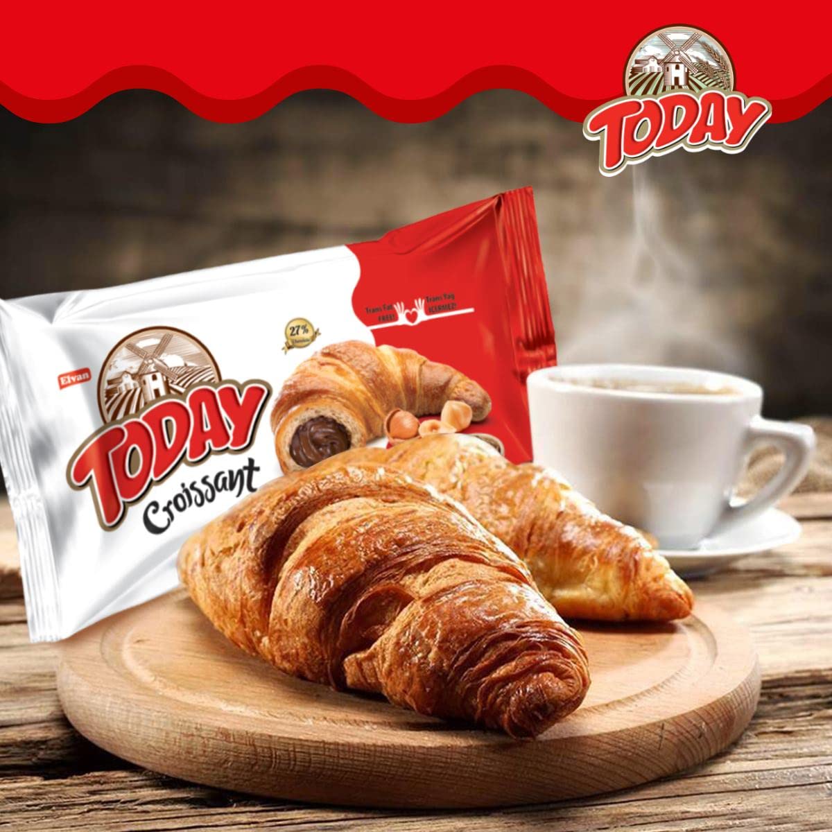 Elvan Today Chocolate & Vanilla Croissants (6 Pack) - Individually Wrapped, Buttery Soft Breakfast Pastries | Ready to Eat, Perfect for Breakfast, Lunchbox Snacks, Office Treats & Afternoon Tea