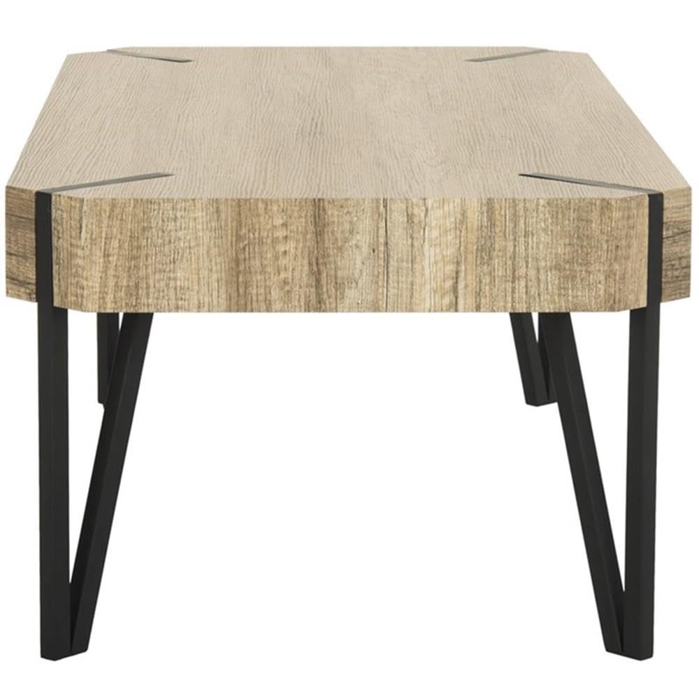 Safavieh Home Liann Rustic Brown & Black Glass Top Coffee Table - Modern Living Room Furniture for Small Spaces & Apartments
