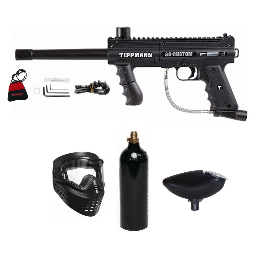 Tippmann PLATINUM 98 Custom Paintball Gun Kit with Barrel, Hopper & Goggles - Perfect for Woodsball, Speedball & Tournament Play