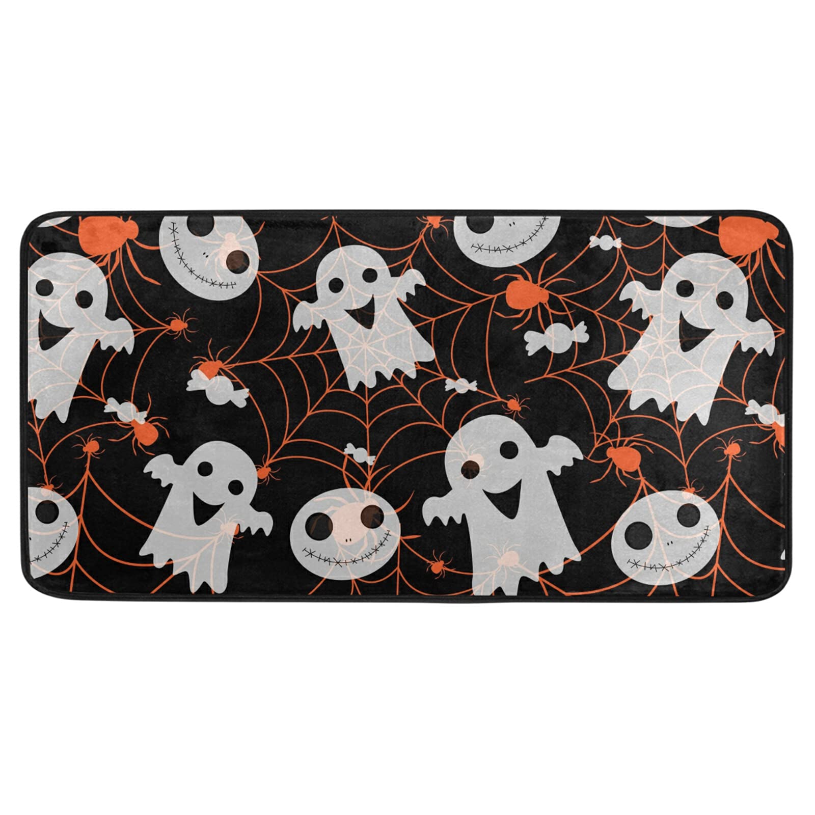 Spooky Halloween Rug - Non-Slip Kitchen Runner & Bath Mat with Spider & Ghost Design - 39
