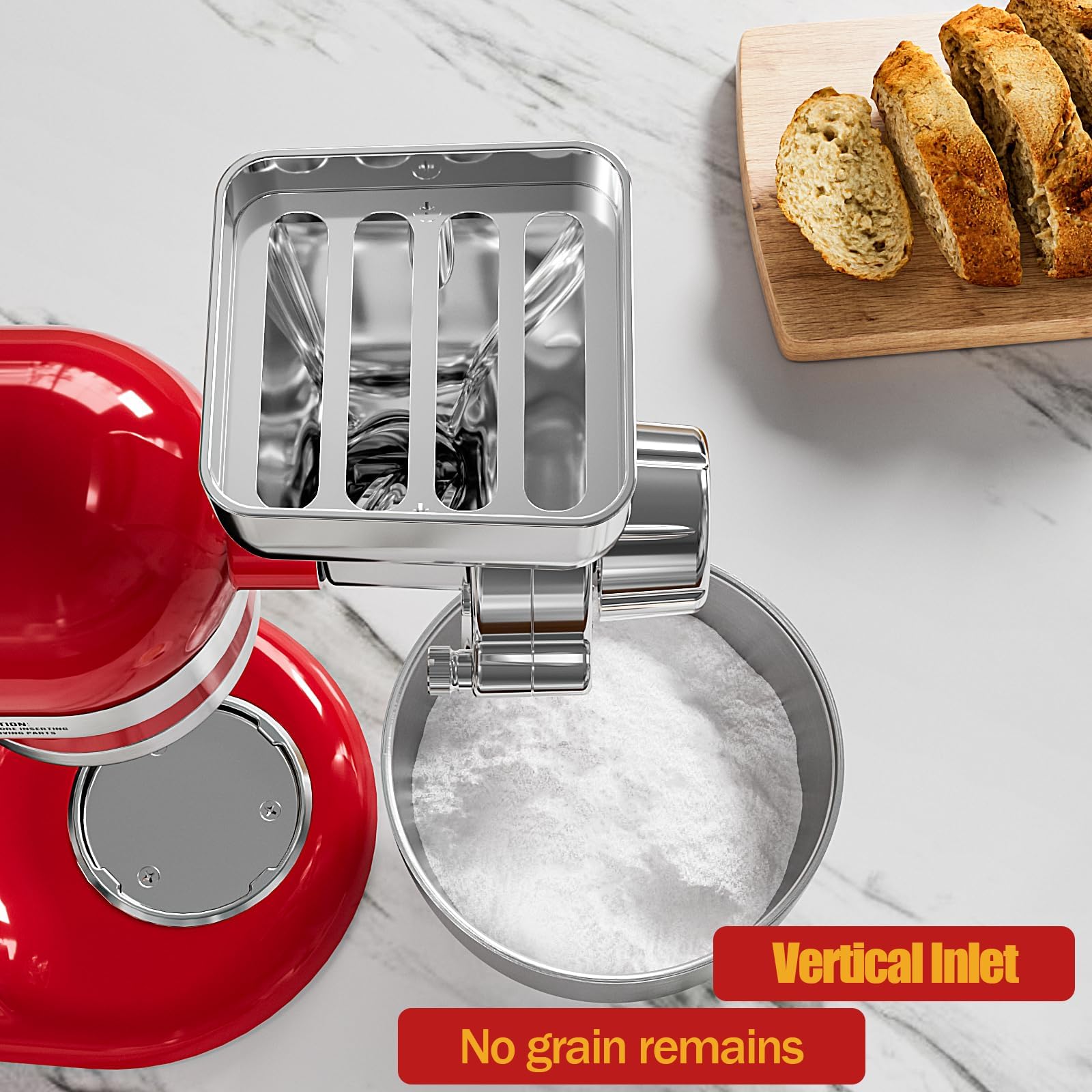 Premium All-Metal Grain Mill Attachment for KitchenAid Stand Mixer - 12-Level Adjustable Flour Grinder for Wheat, Corn, Oats & Nuts | Perfect for Fresh Baking, Homemade Bread & Healthy Meal Prep