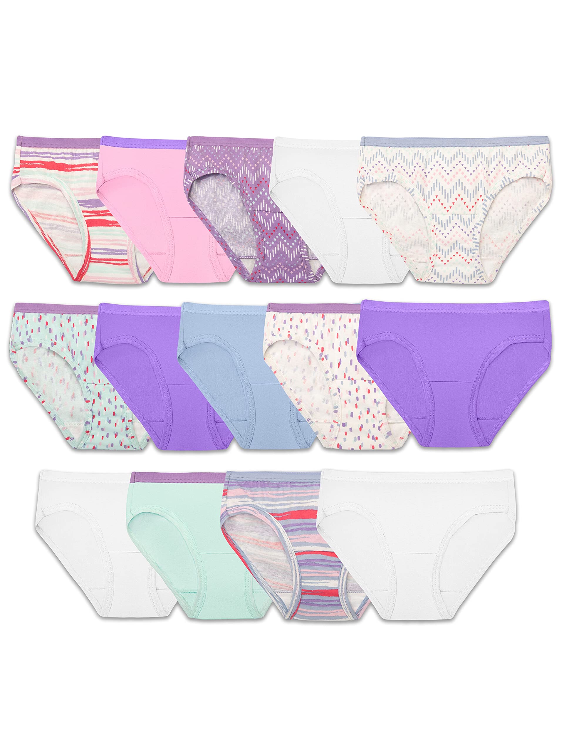 Fruit of the Loom Girls' Cotton Hipster Underwear 5-Pack - Soft Breathable Panties for Kids & Teens - Perfect for School, Sports & Everyday Comfort