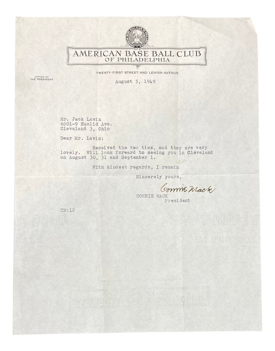 Authentic Connie Mack Philadelphia Athletics Signed Handwritten Letter BAS A31891 - Perfect for Baseball Memorabilia Collectors & Sports History Enthusiasts