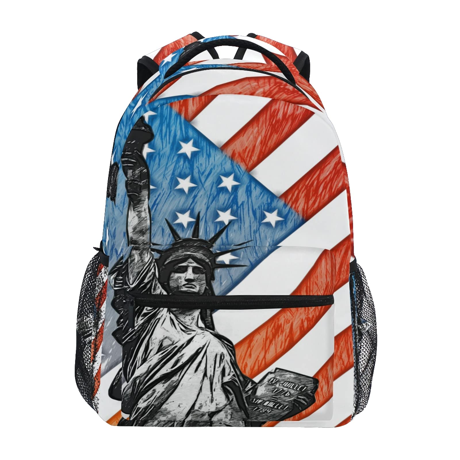 ALAZA Liberty Statue USA Flag Backpack - Junior High School Bookbag, Laptop Daypack for Outdoor & Travel | Perfect for School, Commuting, and Hiking