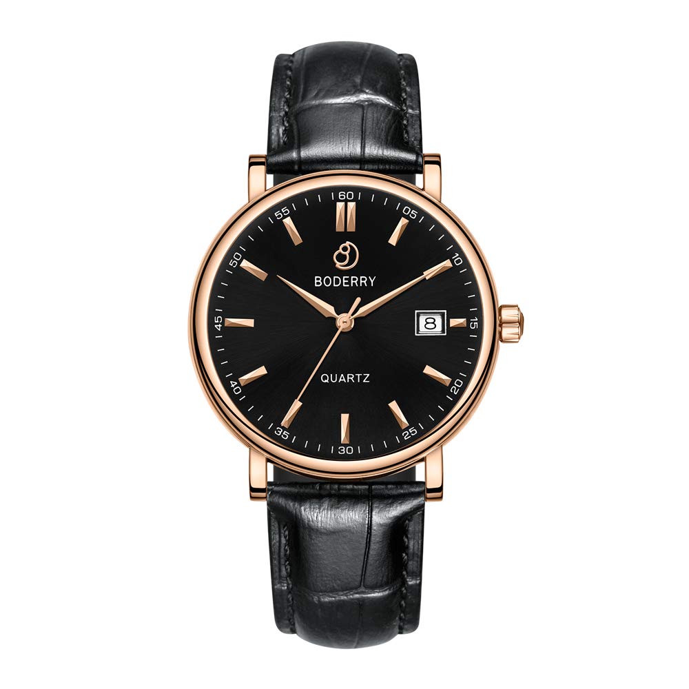 Luxury Men's Watch with Swiss Movement & Leather Strap - 40MM Waterproof for Business & Formal Wear