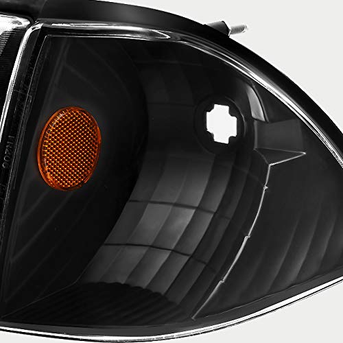 AKKON Black Headlights with Corner & Signal Lights + LED Taillights Complete Set for 1987-1993 Ford Mustang - Upgrade Your Ride for Night Driving & Car Shows