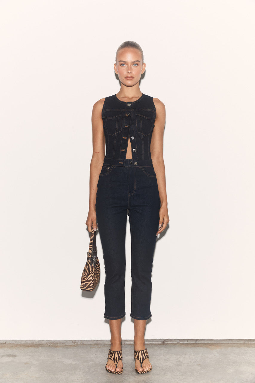 The Rina Dark Blue Vest for Women - Stylish & Comfortable Layering Piece for Work, Travel & Casual Outfits
