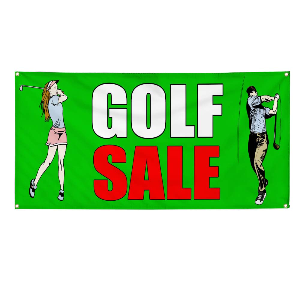 **Heavy-Duty Vinyl Banner 48x96 Inches - Weatherproof Outdoor Business & Golf Sale Sign with 8 Grommets - Perfect for Yard, Storefront & Event Advertising**    *(场景: Ideal for promotions, sports events, retail sales, and outdoor business displays.)*