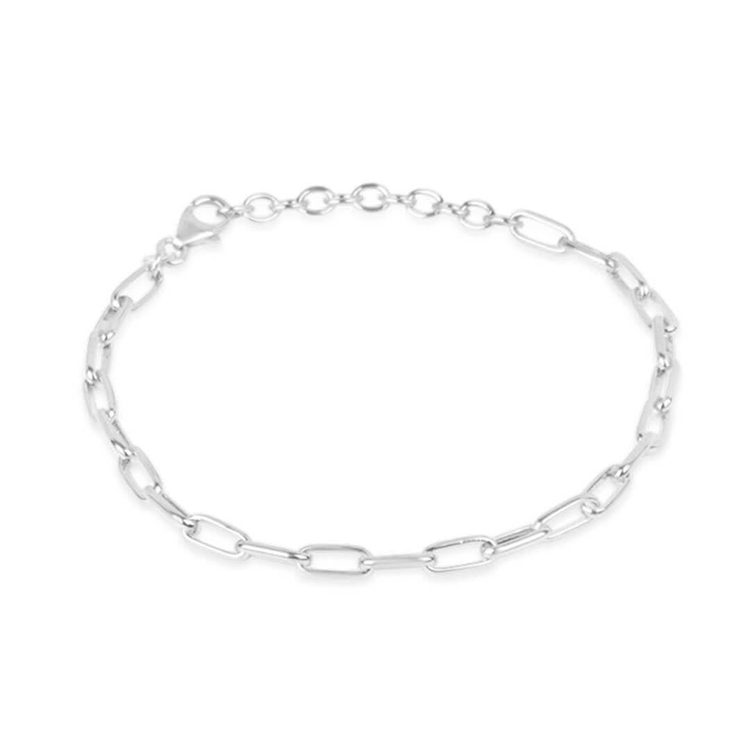 Silver Paperclip Chain Bracelet for Women - Trendy Minimalist Jewelry for Everyday Wear & Layering