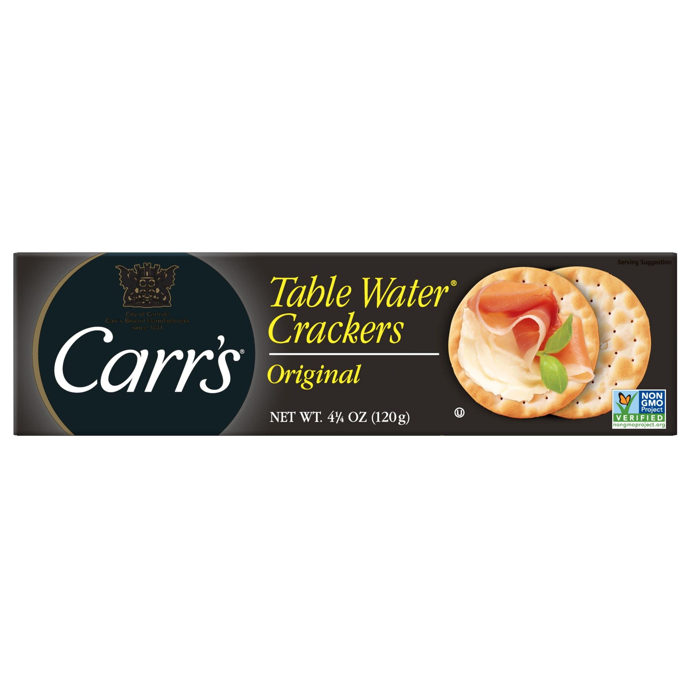 Original Carr's Table Water Crackers - 6 Pack of Baked Snack Crackers for Parties, Cheese Pairing & Gourmet Appetizers | Perfect for Entertaining, Afternoon Tea & Healthy Snacking