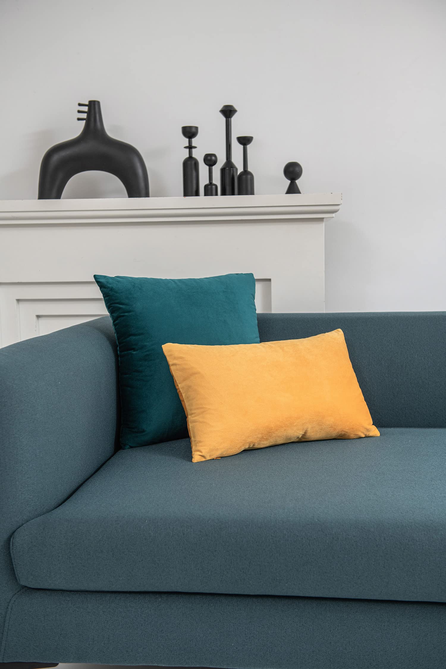 DEZENE 12x20 Golden Yellow Velvet Couch Pillow Covers - 2 Pack Soft Rectangular Throw Pillow Cases for Farmhouse Decor | Cozy Living Room & Bedroom Accent Pillows