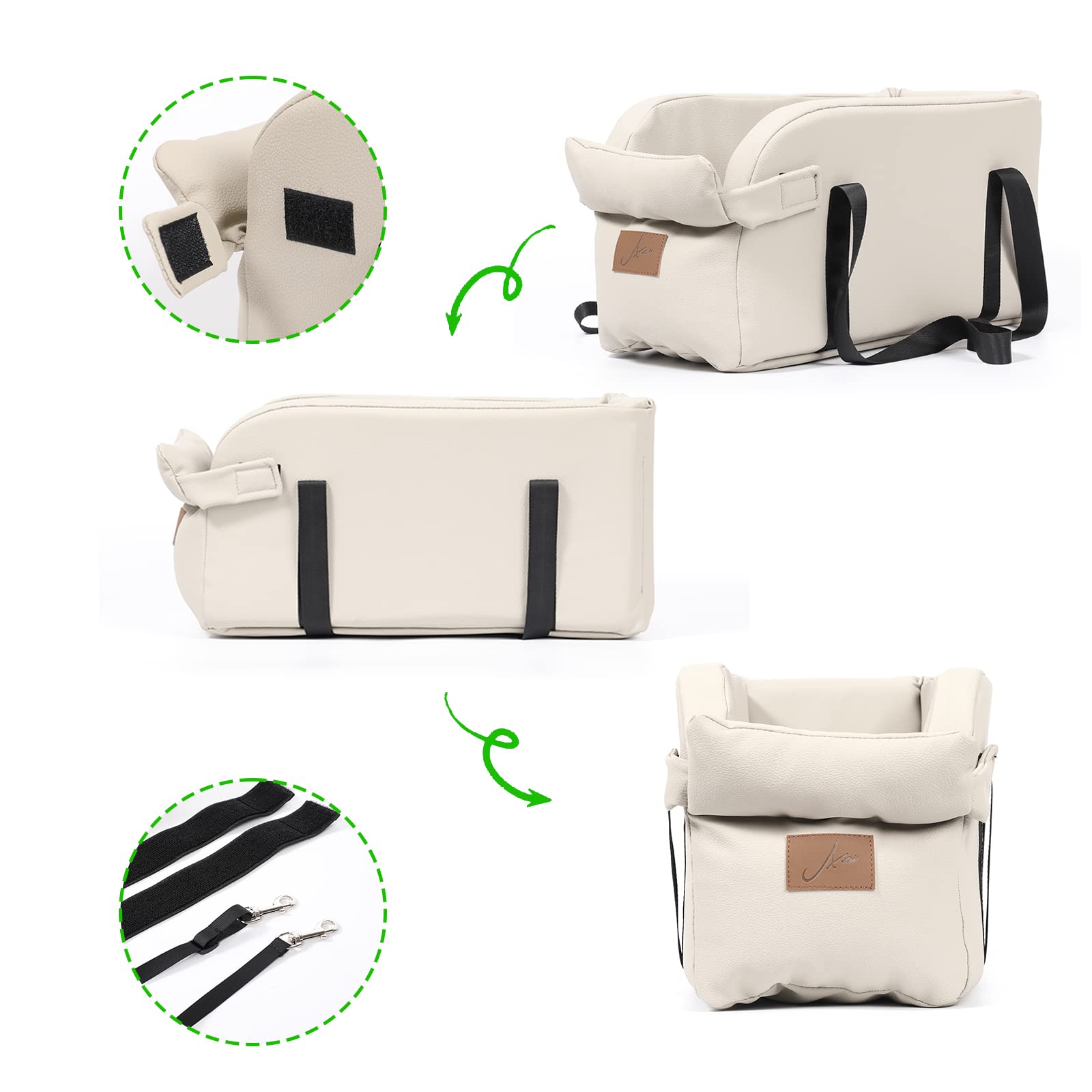 Pet Car Seat for Small Dogs & Cats - Adjustable Booster Seat with Center Console - Supports Up to 22lbs - Perfect for Road Trips & Safe Car Travel