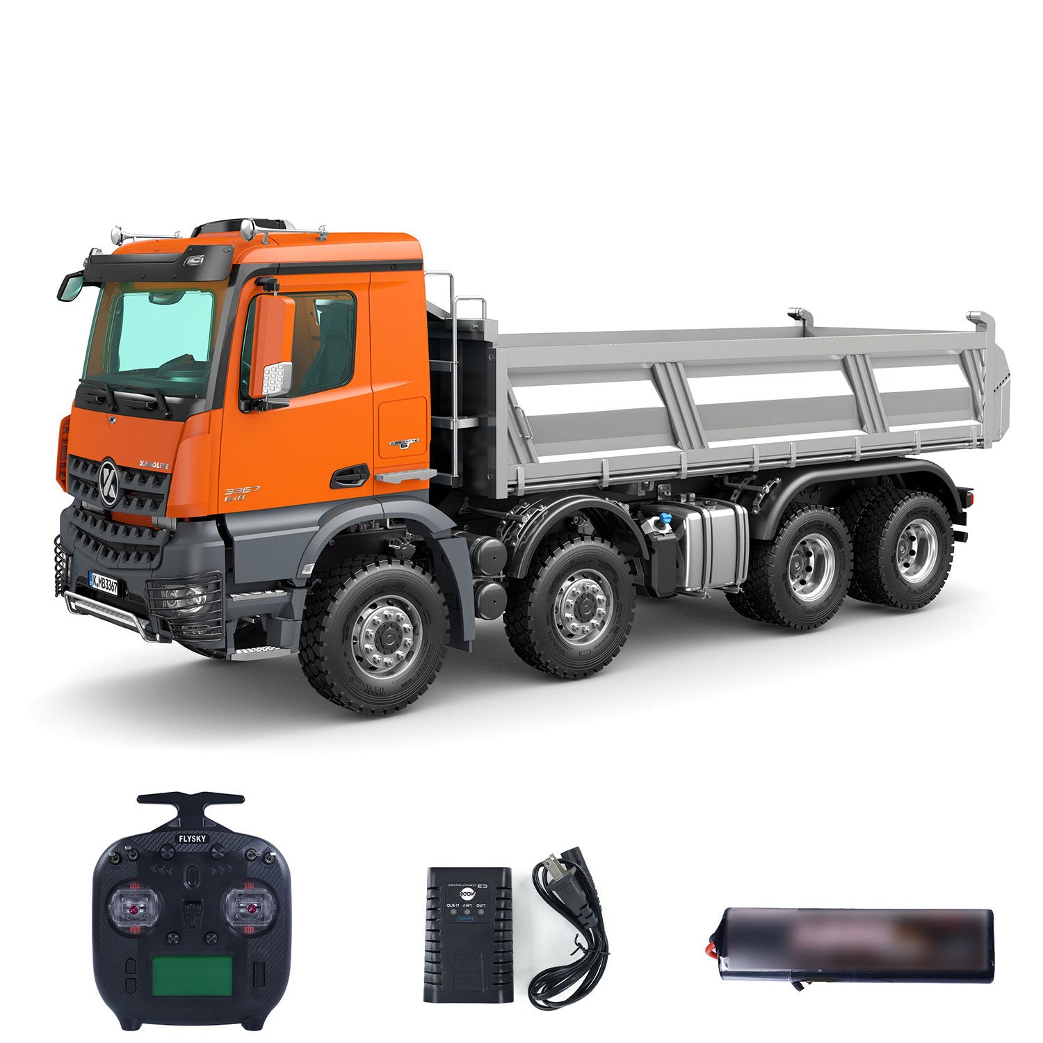 1/14 Scale Kabolite K3367 8x8 Metal Hydraulic RC Tipper Truck - Remote Control Dump Truck with Sound & Light, 2-Speed Transmission, Battery Powered, ST8 Radio, Axle Lock - Perfect for Construction Play, Off-Road Adventure and RC Hobbyists