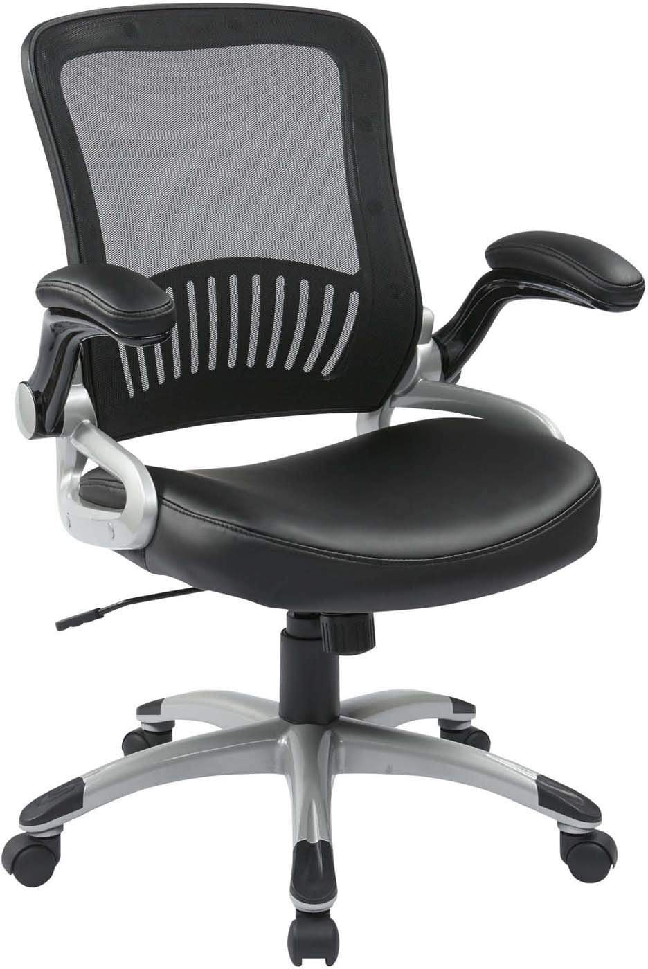 Work Smart™ Black Leather Executive Office Chair with High Back - EM35206 EC3 - Perfect for Home Office, Conference Rooms & Professional Workspaces