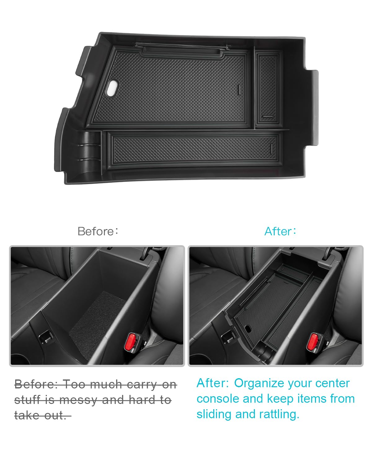 2024-2025 Hyundai Sonata Center Console Organizer Tray - Black Armrest Storage Box Accessories | Perfect for Car Organization, Road Trips & Daily Commute