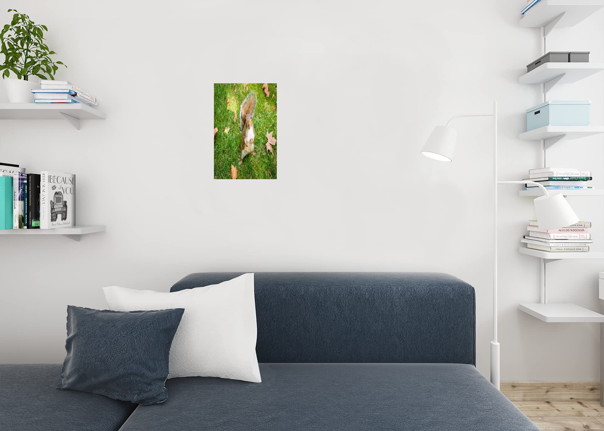 Autumn Leaves Squirrel Wall Art Print - 12x18 Woodland Nursery Decor, Kids Room Decor, Cute Baby Animal Nature Photography - Perfect for Baby Shower Gifts & Cozy Fall Home Decor