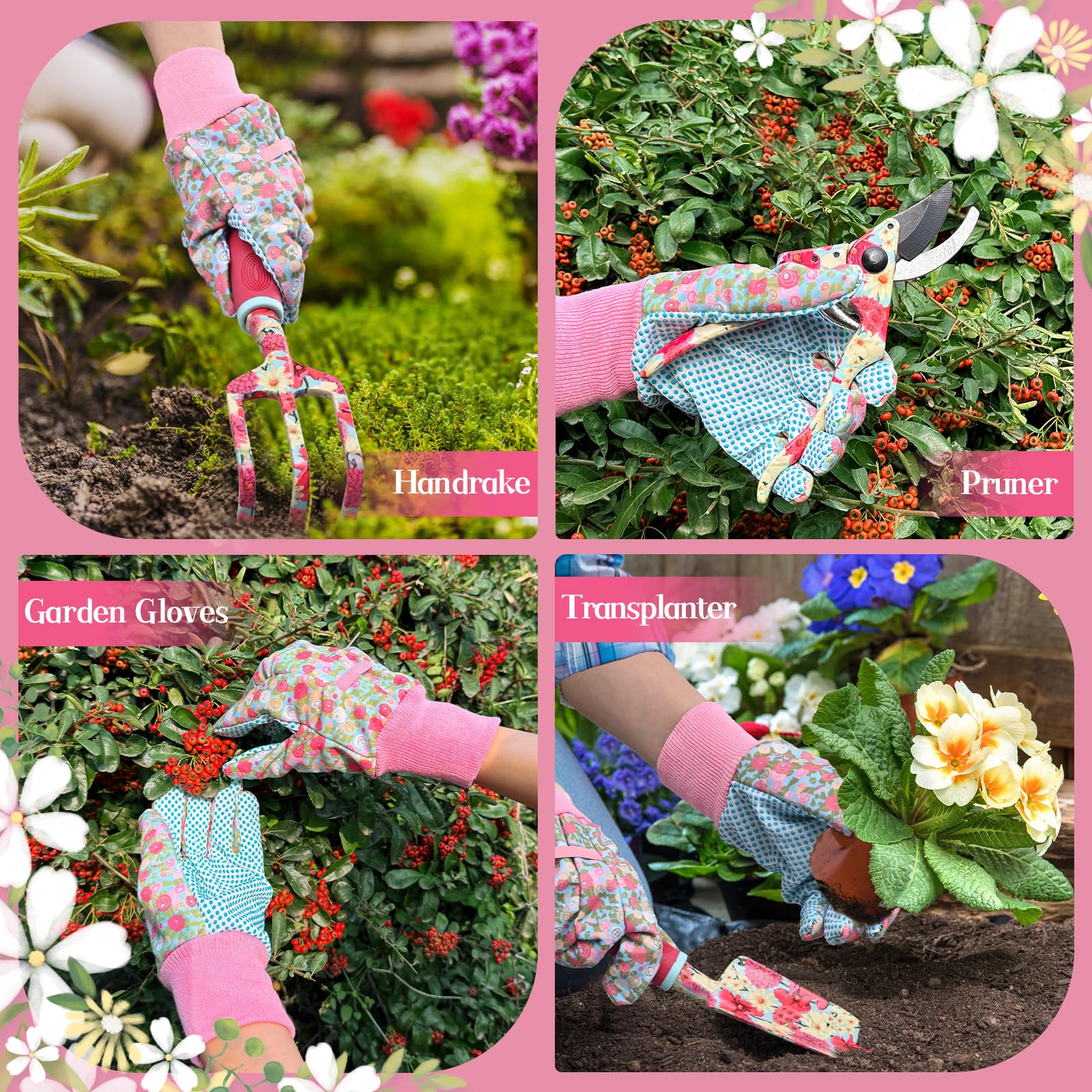 **6-Piece Rose Red Gardening Tools Set for Women - Perfect Gift for Mom, Grandma & Aunt - Ideal for Planting, Weeding & Indoor/Outdoor Gardening**