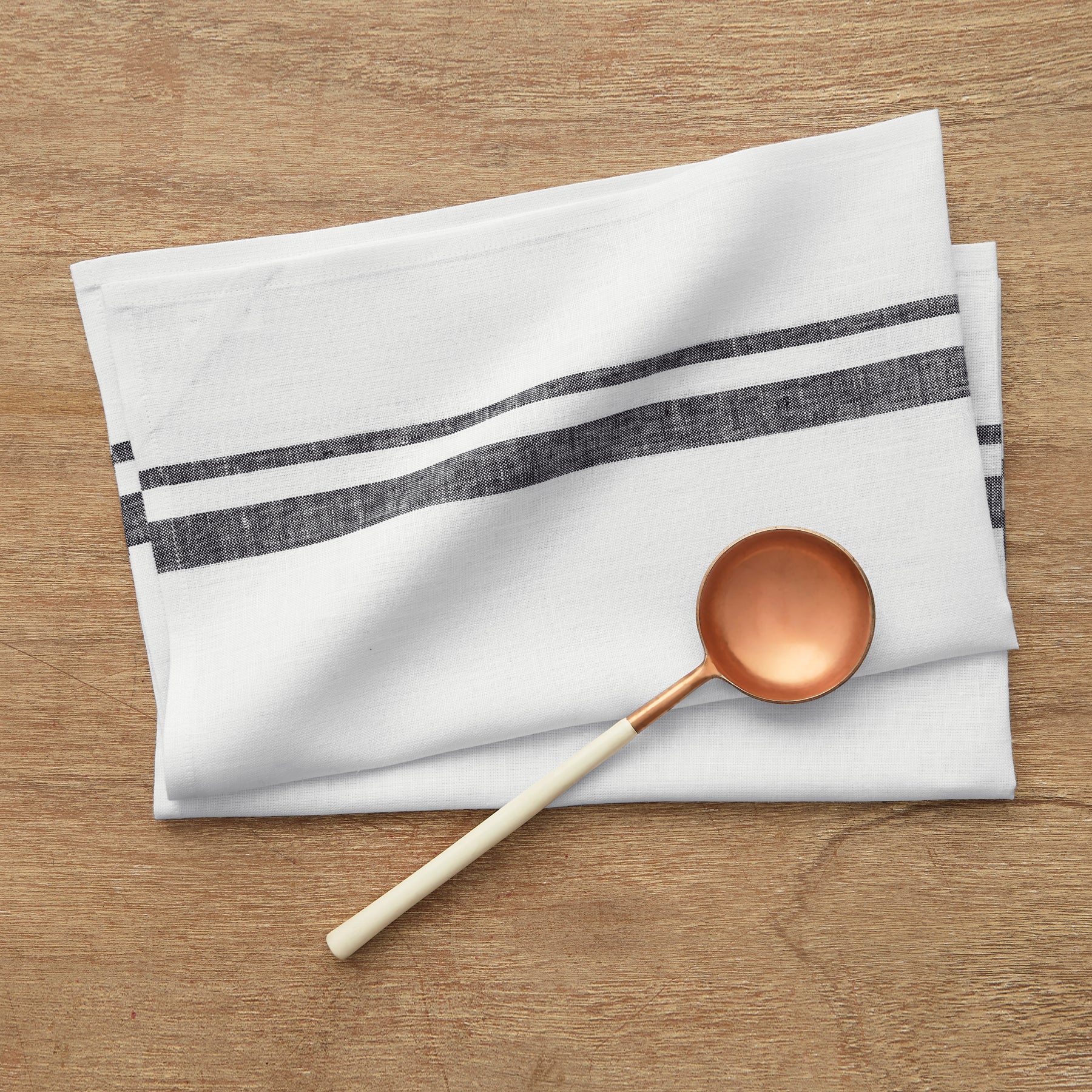 French Striped Kitchen Towels Set of 2 - Absorbent Cotton Dish Cloths for Drying Dishes & Cleaning - Perfect for Farmhouse & Coastal Style Kitchens