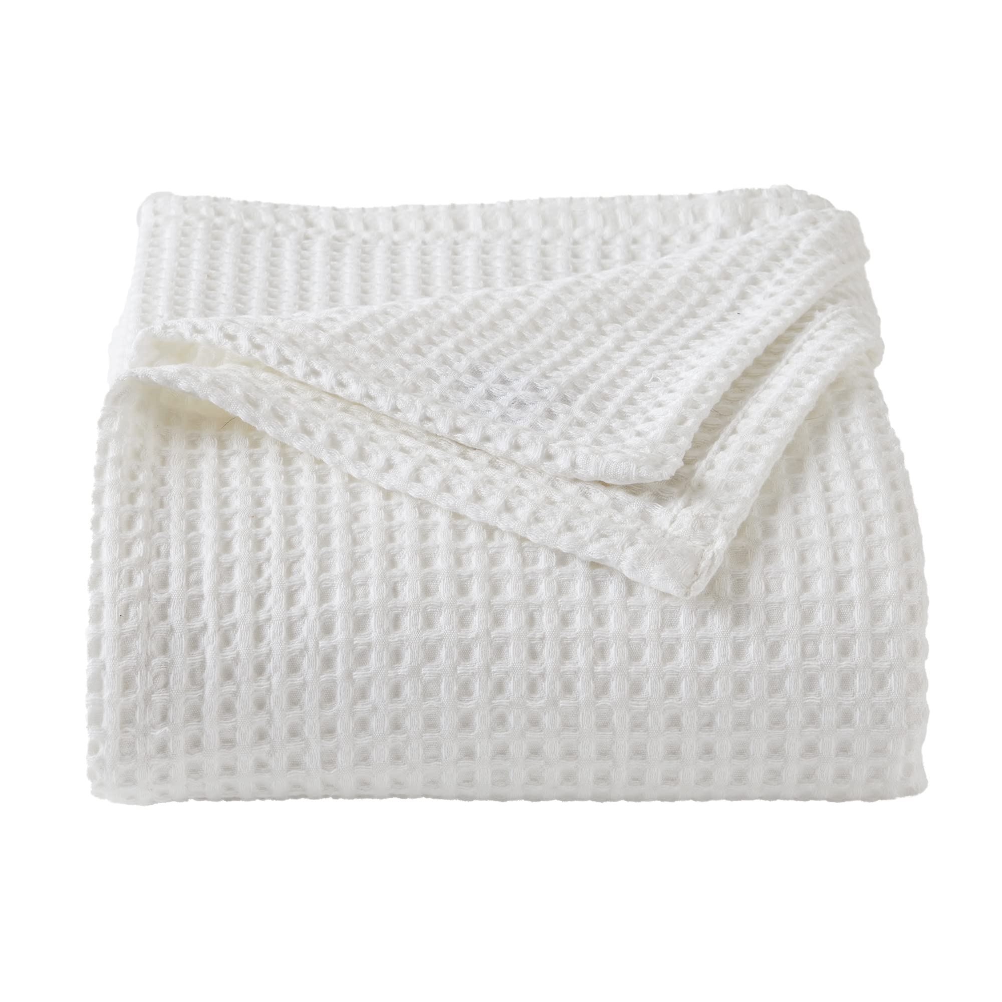 100% Cotton Waffle Weave Blanket - Ultra Soft & Breathable All-Season Bedding | King Size White Thermal Blanket for Layering | Brielle Collection | Perfect for Bedroom, Guest Room & Cozy Home Decor