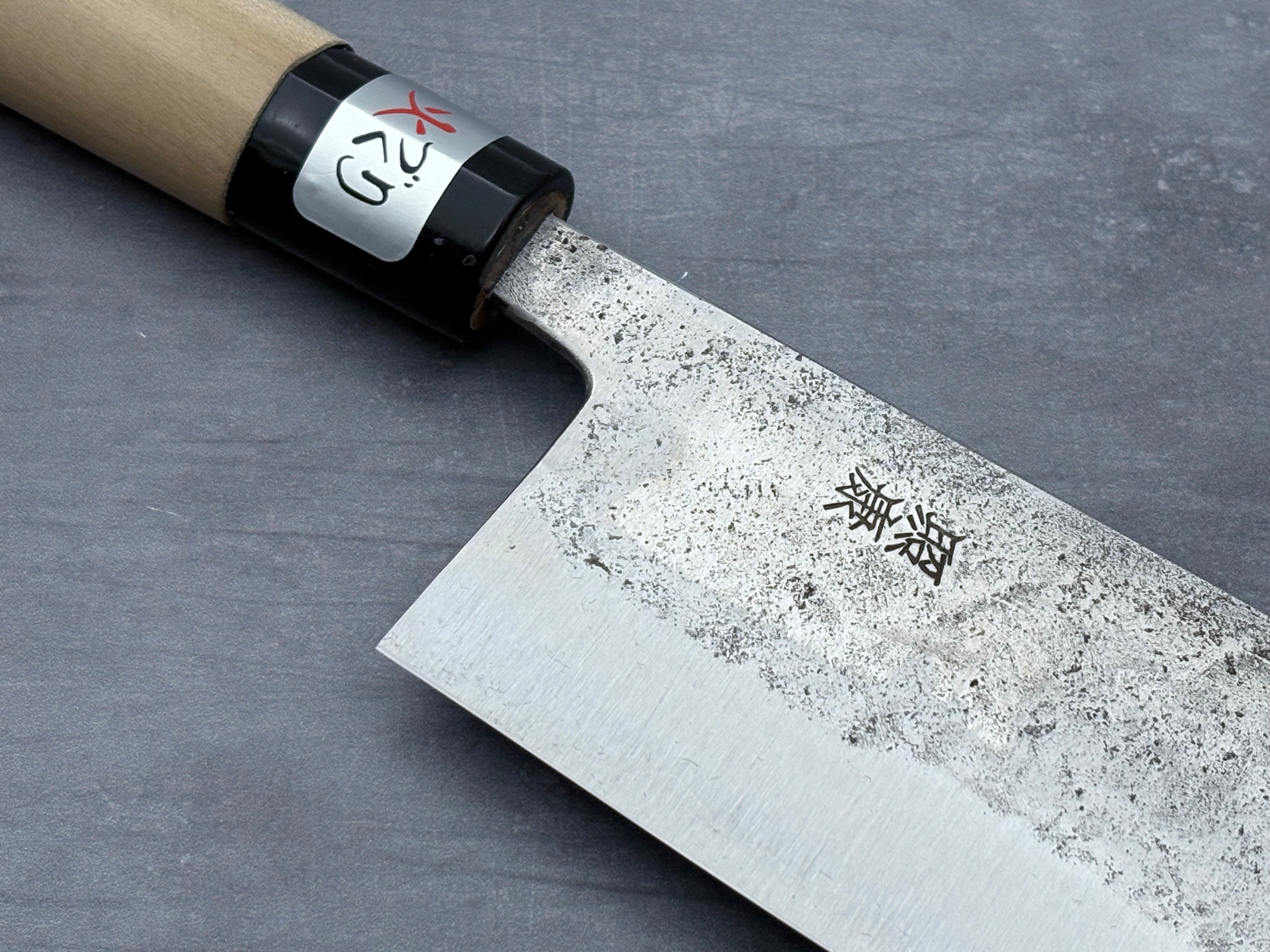 Premium Fujiwara Nashiji Shirogami #1 Nakiri Knife - Japanese Vegetable Cleaver with Rust-Resistant Cladding - Perfect for Slicing, Dicing & Chopping Vegetables in Professional Kitchens & Home Cooking
