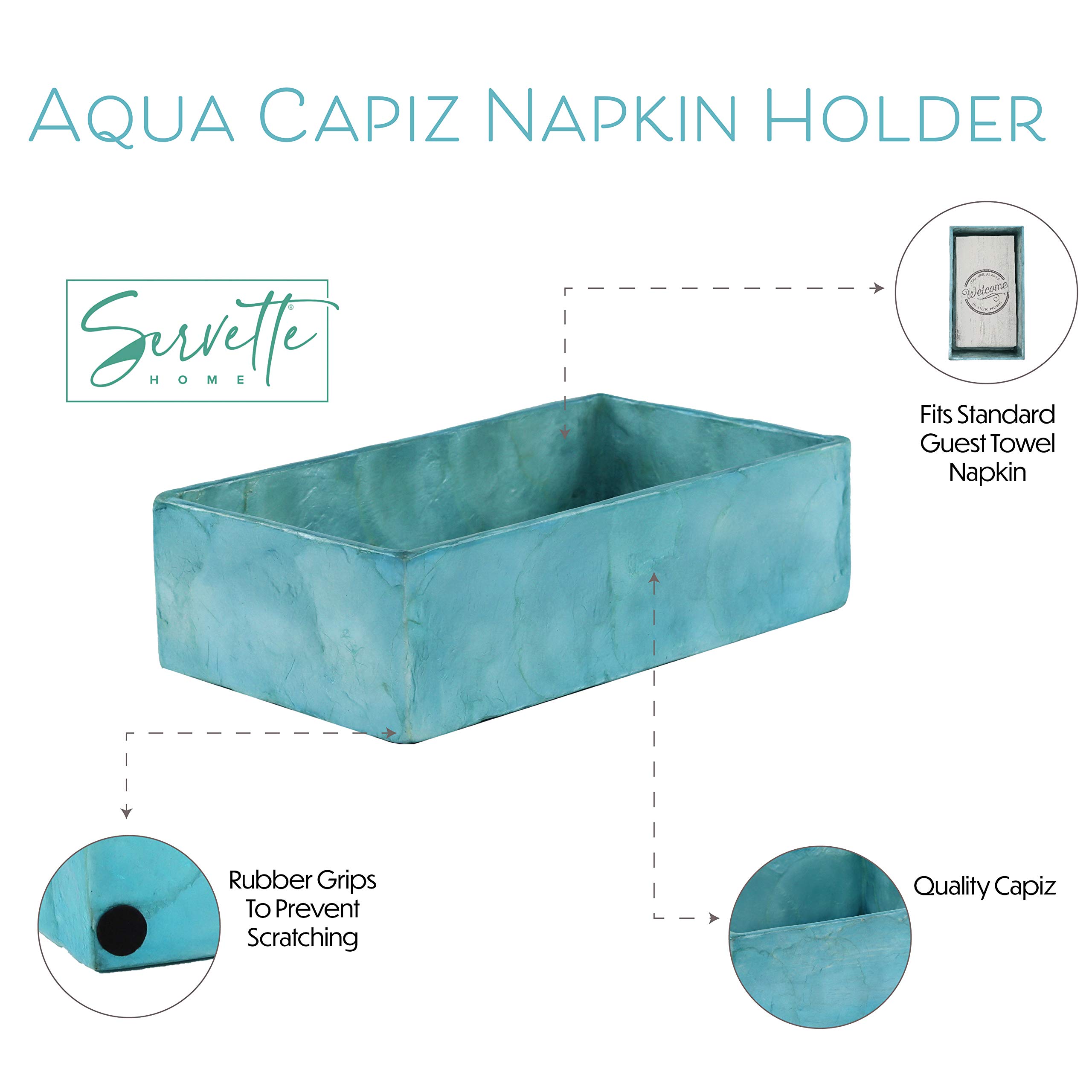 Aqua Blue Kitchen Guest Towel Napkin Holder - Elegant and Functional for Dining, Parties, and Home Decor