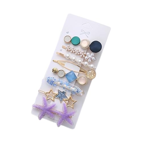 TREXEE 8-Piece Purple Korean Style Pearl Hair Clips Set - Elegant Metal Barrettes with Plastic Pearls for Women & Girls | Perfect for Weddings, Parties & Everyday Hairstyling