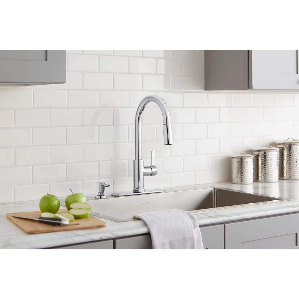 Glacier Bay Paulina Chrome Single-Handle Pull-Down Sprayer Kitchen Faucet with TurboSpray Technology - FastMount Installation & Soap Dispenser Included - Perfect for Modern Kitchens & High-Traffic Homes