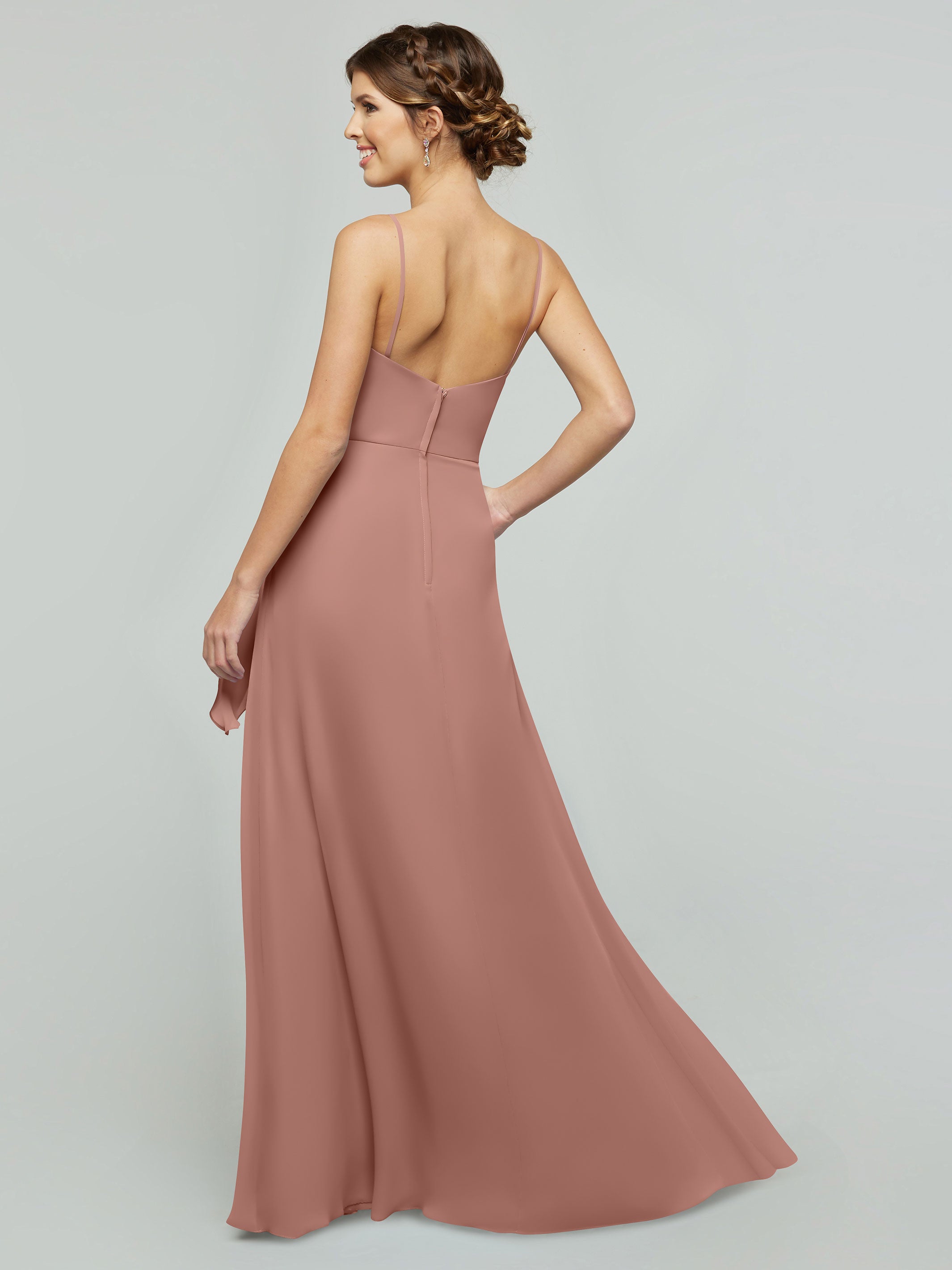 Elegant 80182 Chiffon A-Line Bridesmaid Dress with V-Neck & Spaghetti Straps - Perfect for Weddings, Prom, Formal Events & Special Occasions