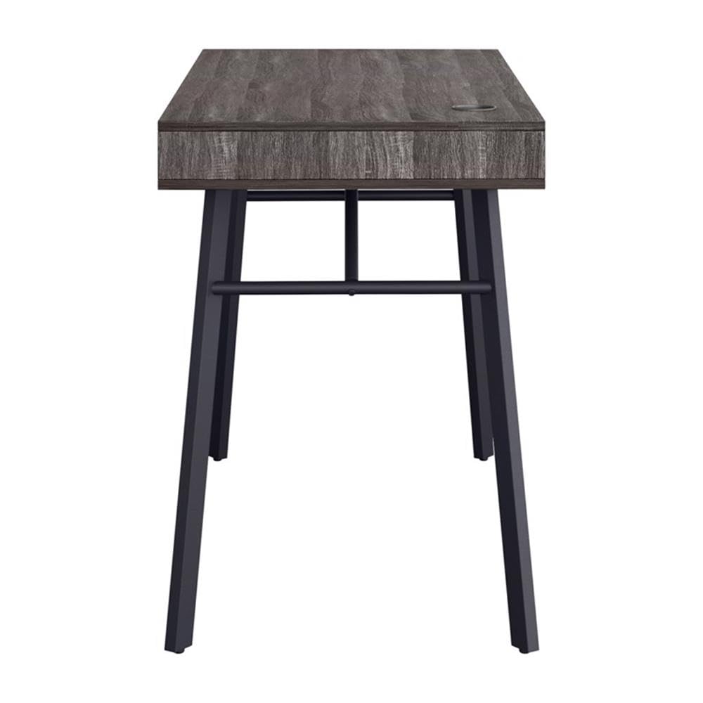 CorLiving Auston Modern Gray Engineered Wood Grain Finish Desk with Drawer - Stylish Home Office Desk with Storage for Small Spaces, Perfect for Remote Work & Study