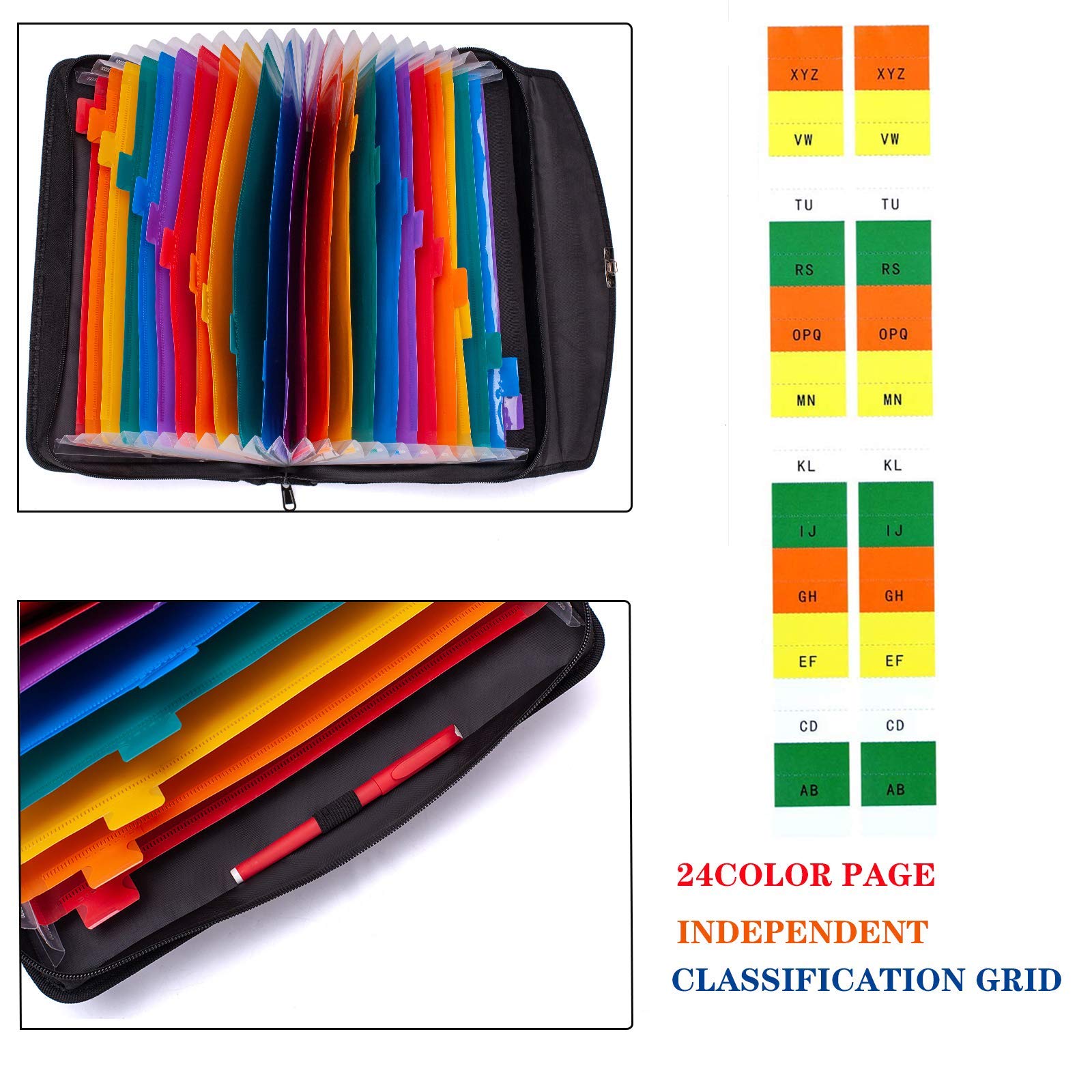 Fireproof Waterproof Document Bag - 24 Pockets Expanding File Organizer with Lock Code, Portable A4 Letter Size File Box for Travel, Office & Home Use | Secure Storage for Passports, Contracts & Important Papers
