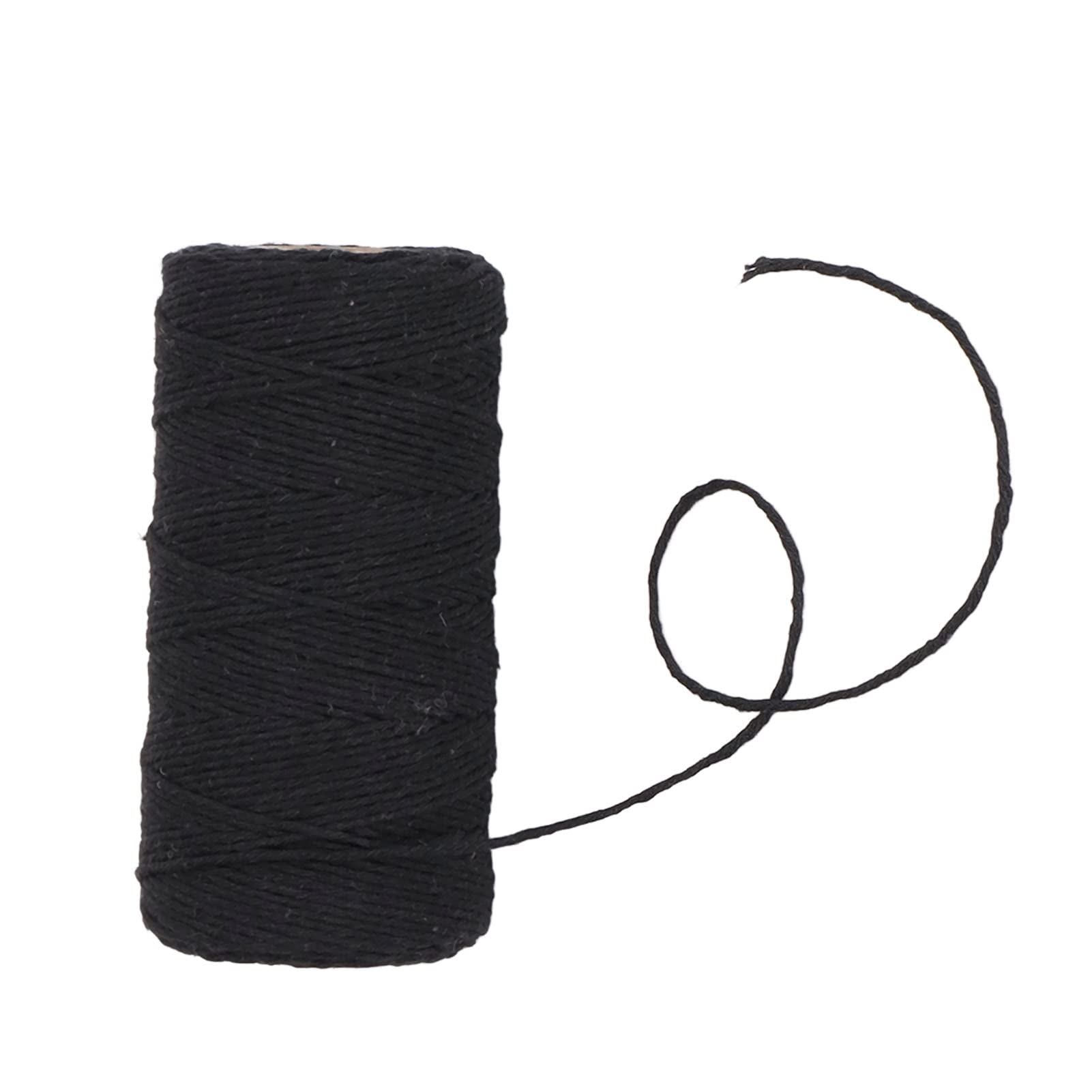 2mm Cotton Macrame Rope Cord - Natural Macrame String for DIY Crafts, Tassel Making & Home Decor | Perfect for Wall Hangings, Plant Hangers & Boho Decor (Black)