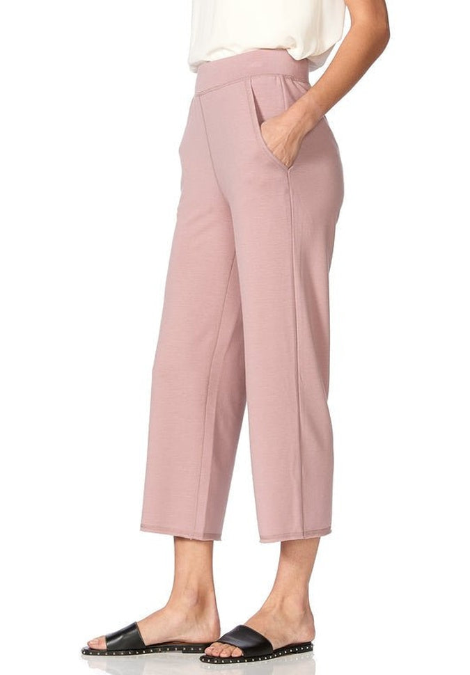 HUE Curbside Cropped Wide Leg Pants for Women - Comfortable High Waisted Trousers (Sizes S/M) - Perfect for Office Wear, Casual Outfits & Travel