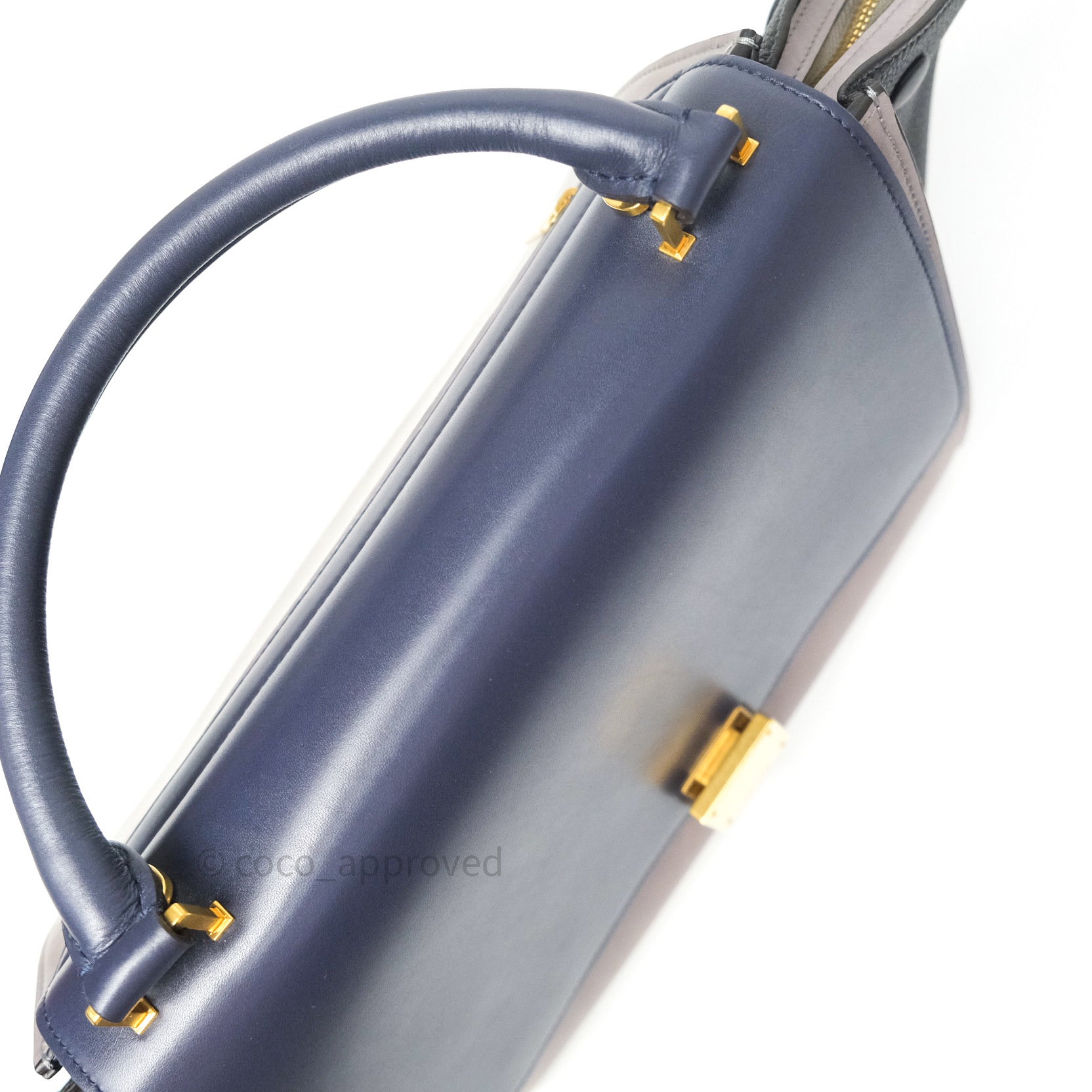 Celine Small Tri Color Trapeze Bag in Sleek Calfskin Leather - Dark Blue Crossbody Purse for Women | Perfect for Work, Travel & Evening Events
