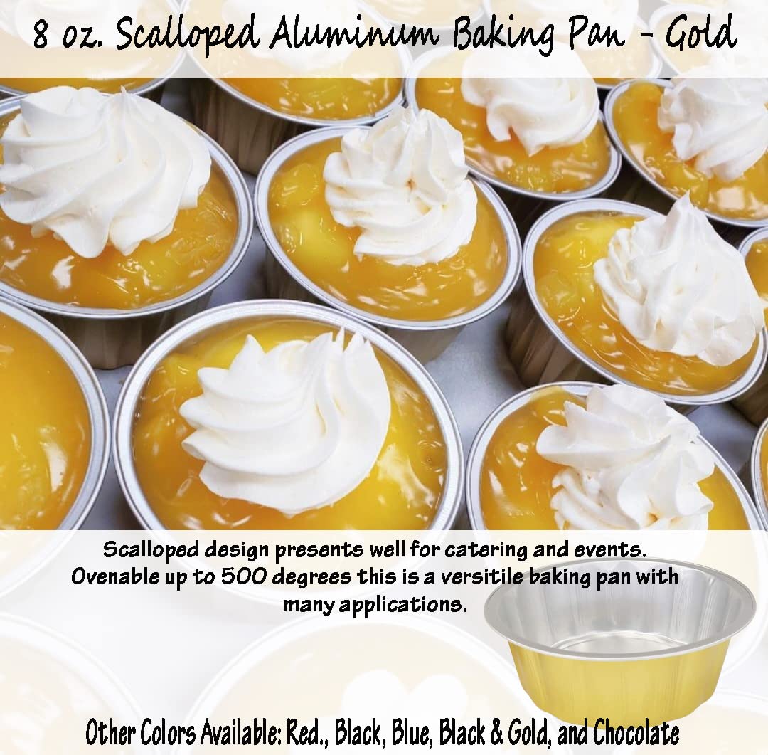 8 oz Disposable Round Aluminum Foil Pans with Snap-on Lids - Mini Cake Pans for Baking, Cooking & Food Storage | Sturdy Scalloped Design, Vibrant Colors | Perfect for Cupcakes, Desserts, Meal Prep & Party Serving (Set of 12)