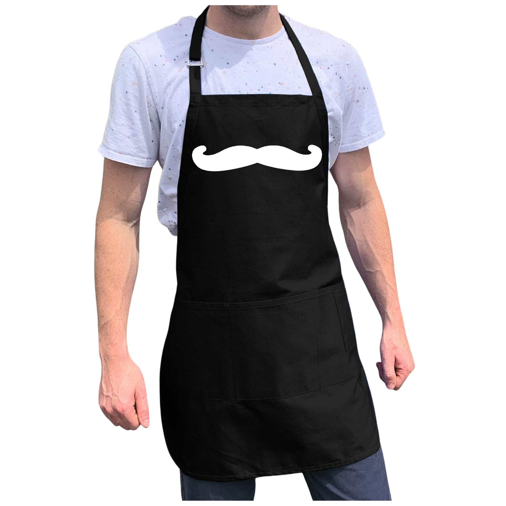 Adjustable Mustache BBQ Apron for Men - One Size Fits All - Perfect for Grilling, Cooking & Outdoor Barbecues